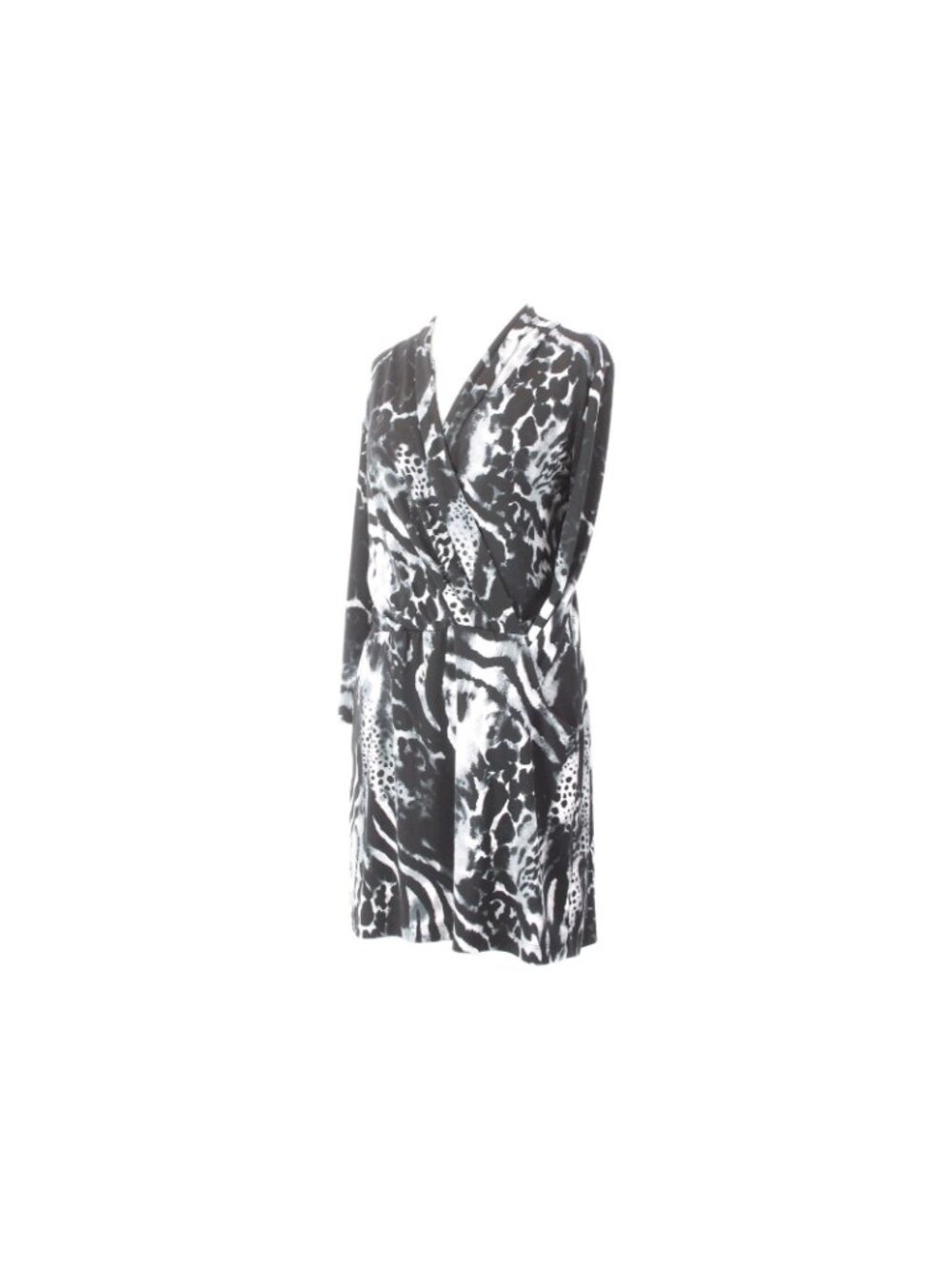 Chicos Dress Sz 1 Black White Animal Print Pockets Polyester Spandex Dress - Picture 2 of 11